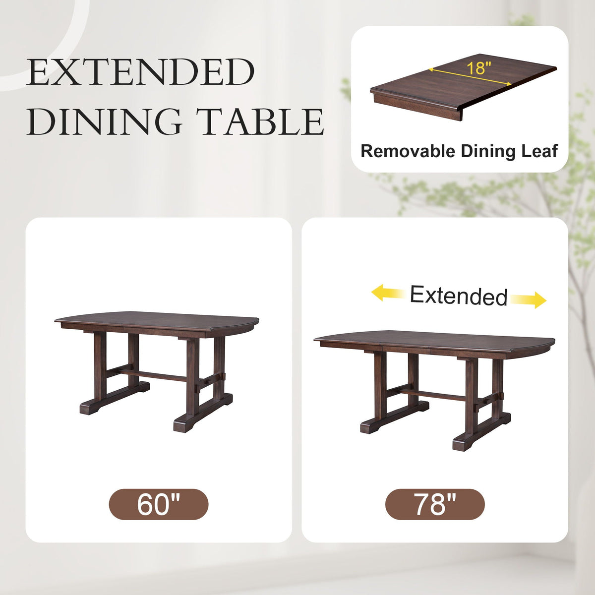 6 Piece Extendable Dining Table Set, Wood Table With Removable Leaf, 4 Upholstered Chairs And Bench - Cherry
