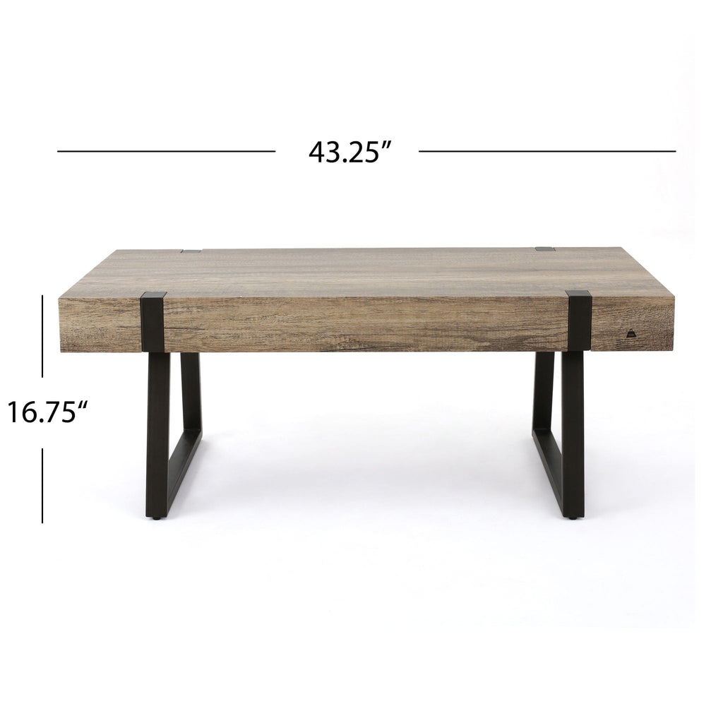 Abitha Coffee Table With Industrial Powder Coated Metal Legs