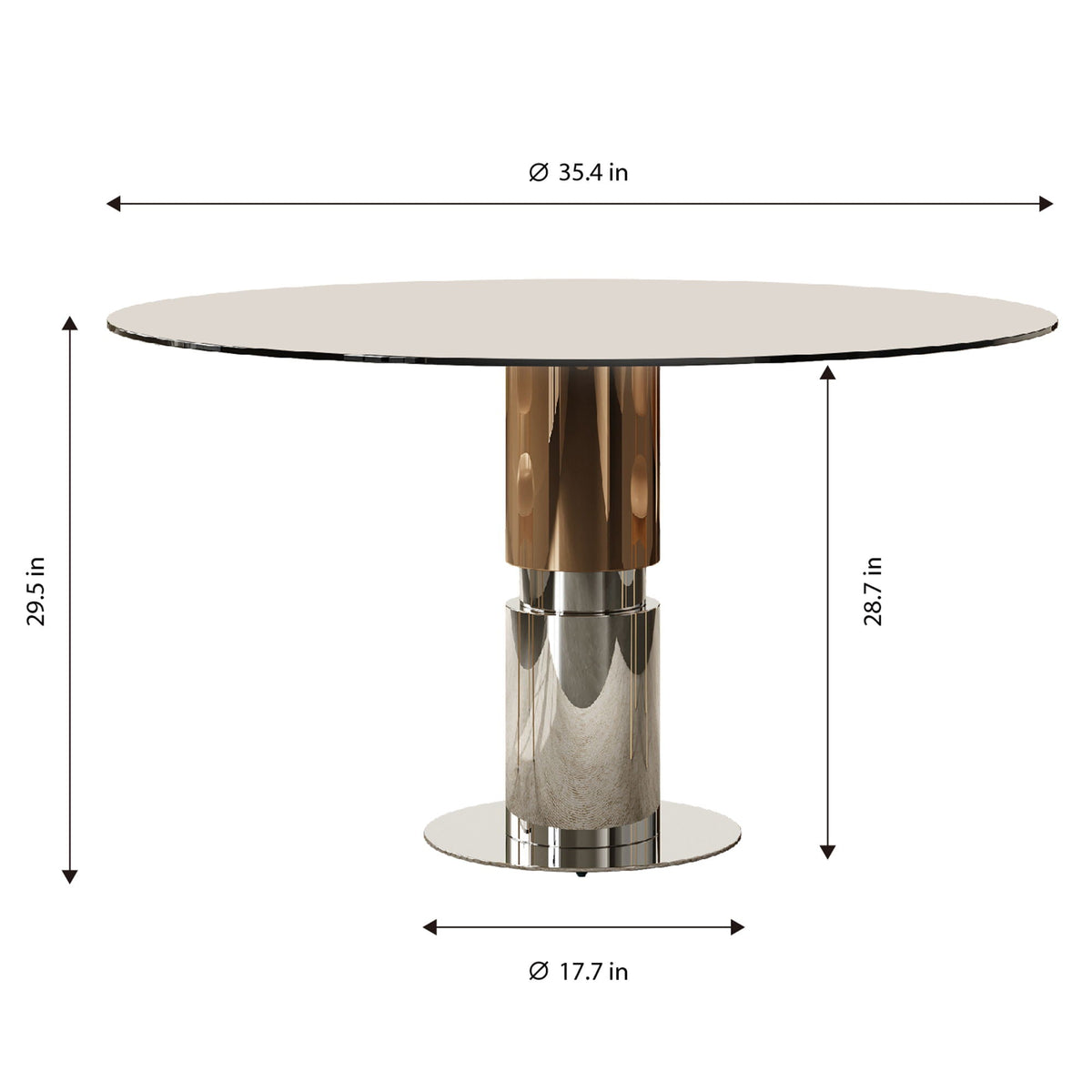 Round Glass Dining Table, Suitable For 2 - 4 People - Brown