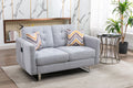 Victoria - Fabric Loveseat With Metal Legs, Side Pockets, And Pillows