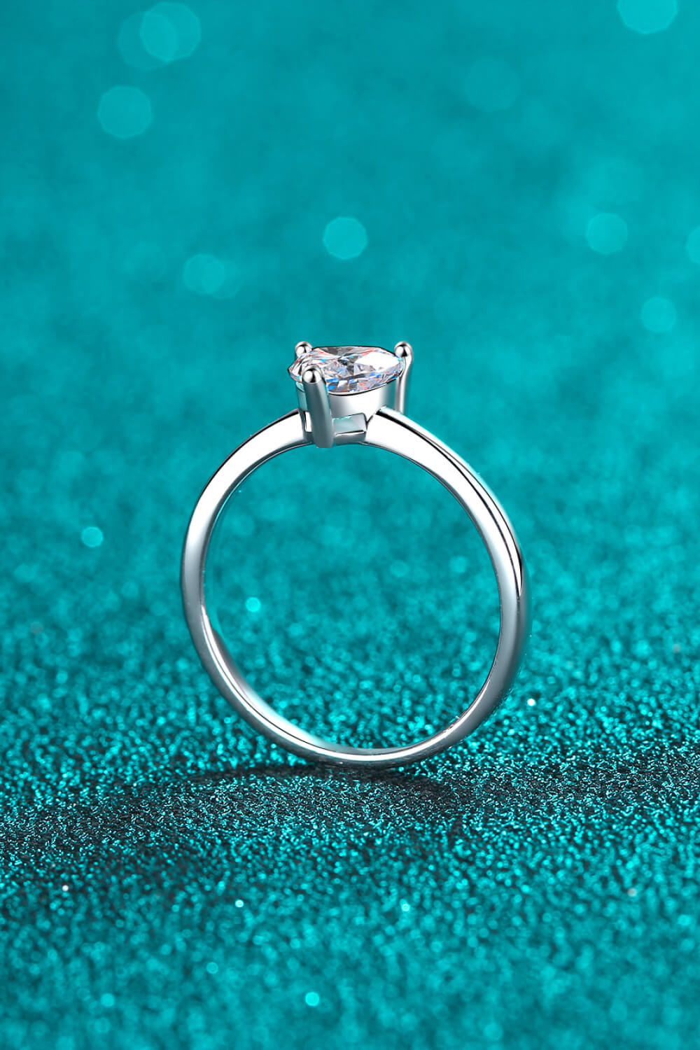 Rhodium Over Pure Sterling Silver Heart-Shaped Sparkala™ Solitaire Ring