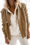 Solid-color Corduroy Cardigan A Casual Relaxed-fit Long-sleeve Jacket With A Lapel Collar