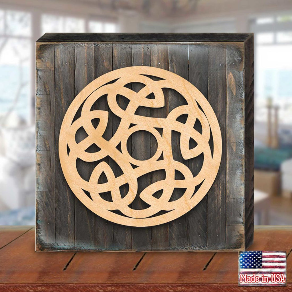 Celtic Spiral Wood Box Sign Wooden Wall Art by Celtic Art - Celtic Decor - 953164B