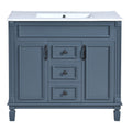36" Bathroom Vanity With Ceramic Sink and Soft-Close Doors - Blue