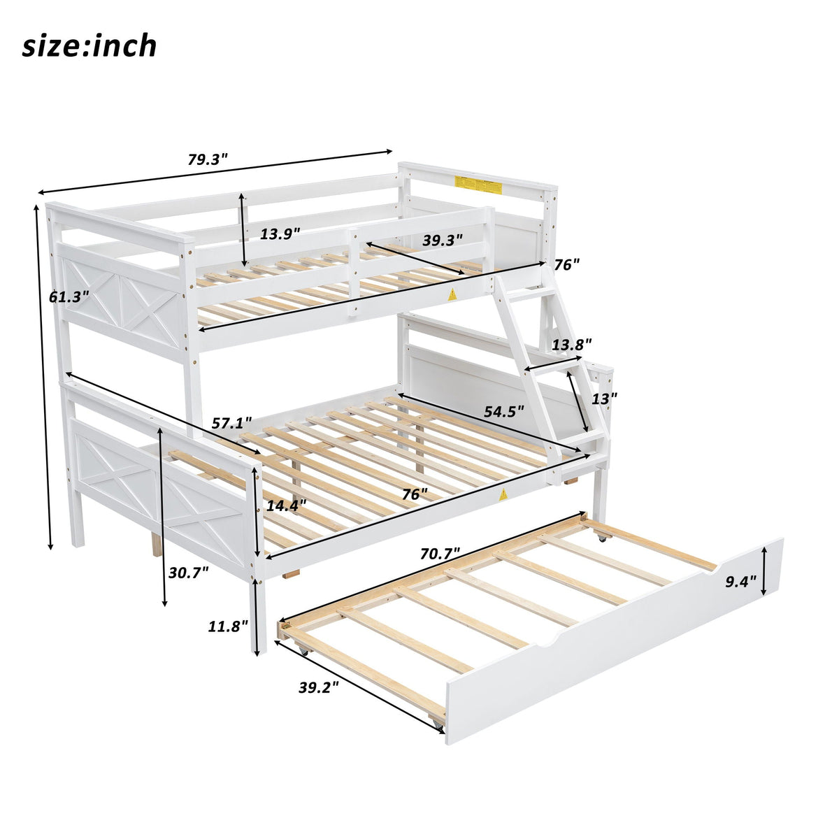 Bunk Bed With Ladder And Safety Guardrail