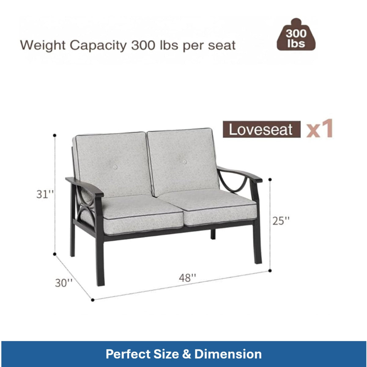 Patio Furniture Set & Coffee Table And Cushions For Backyard