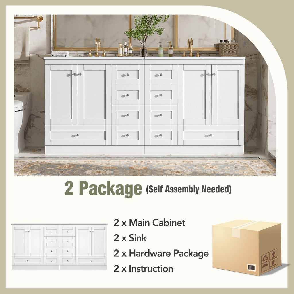 Shaker Free Standing Bathroom Vanity Cabinet & Sink, Soft Close Drawers, Soft Close Doors