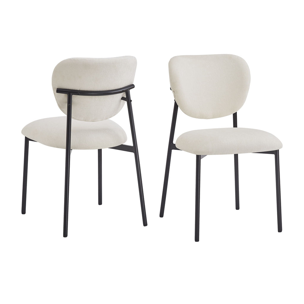 Modern Upholstered Dining Chairs With Metal Legs (Set of 2) - Beige