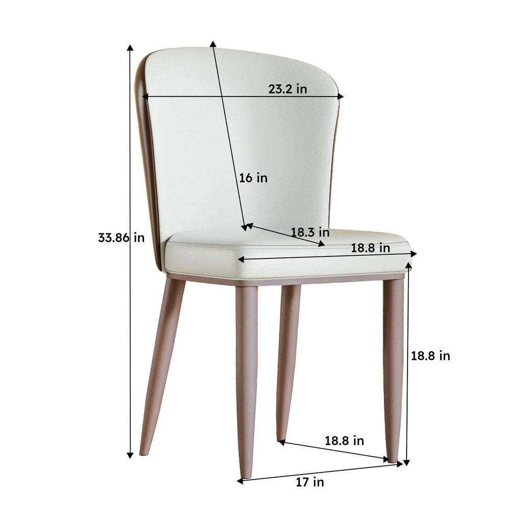 Dining Chair With Carbon Steel Legs, Comfortable Seating, (Set of 2) - White
