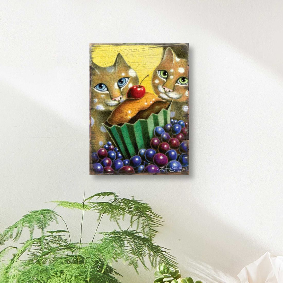 Chocolate Marshmallow Wooden Wall Art by Laura Seeley - Pets Dog and Cats Decor - 8512112B