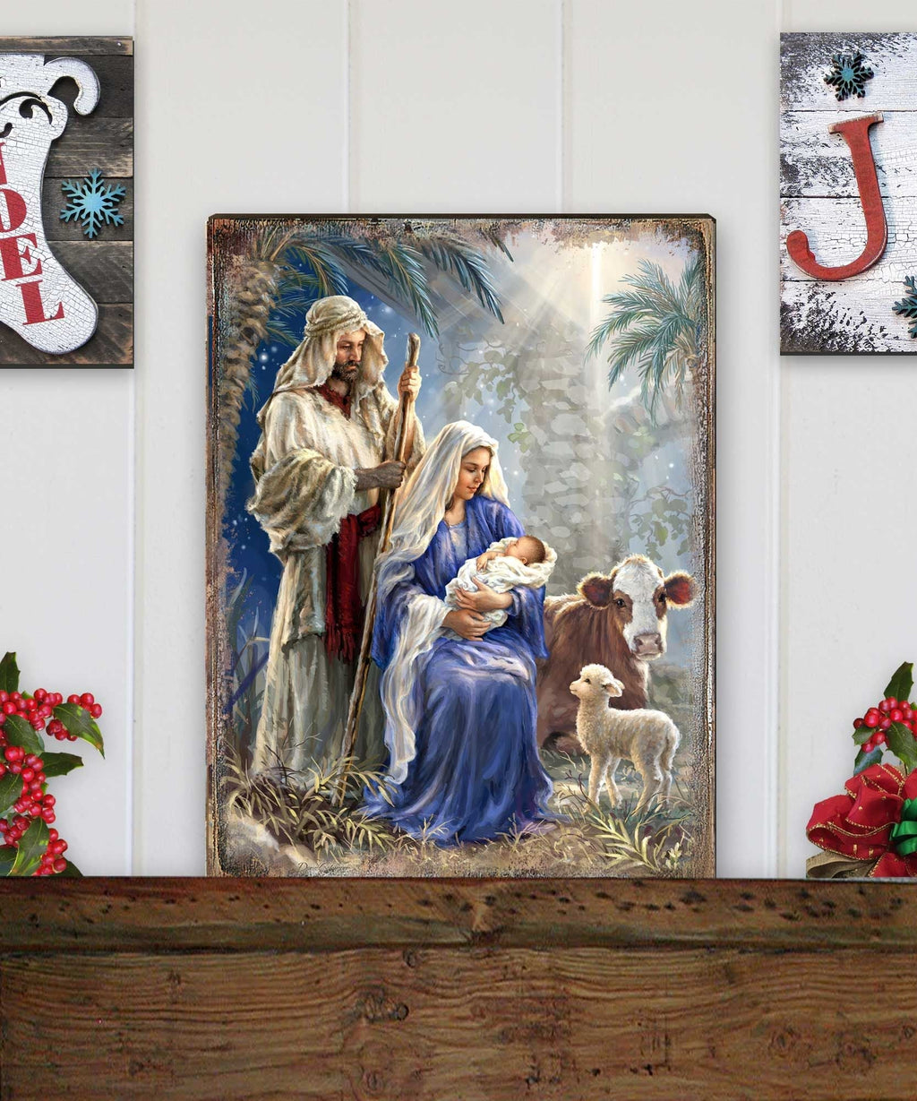 Holy Night Wooden Wall Art by D. Gelsinger - Nativity Holiday Decor - 95631B-1618