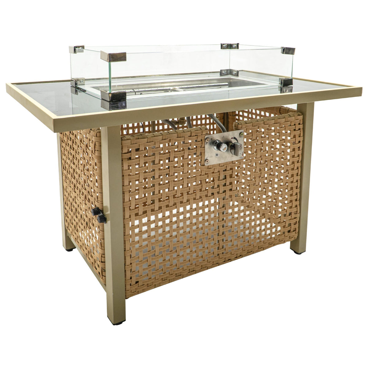 K&K 8-Piece Patio Furniture Set with Fire Pit Table