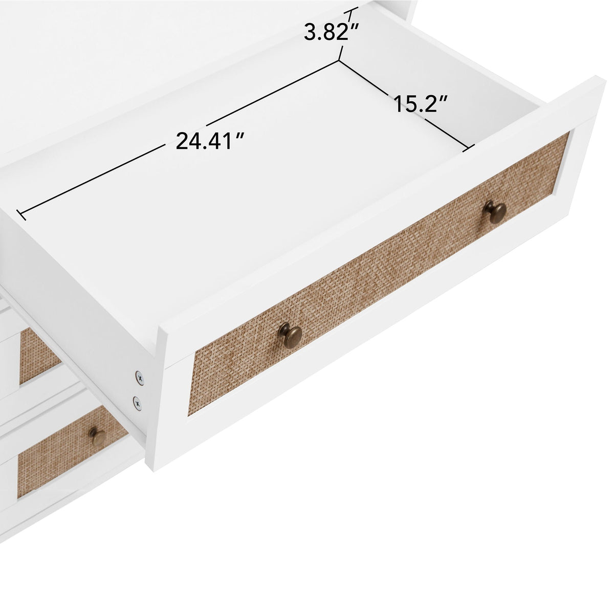 Wardrobe With 3 Drawers High Wardrobe Armoire With Rattan For Living Room Organizer - White