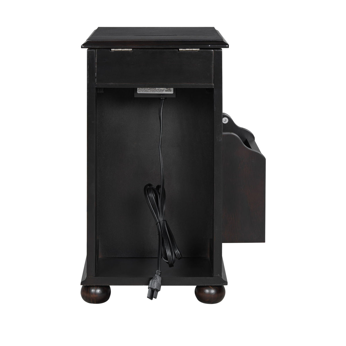 Vintage Flip Top Side Table With USB Ports
