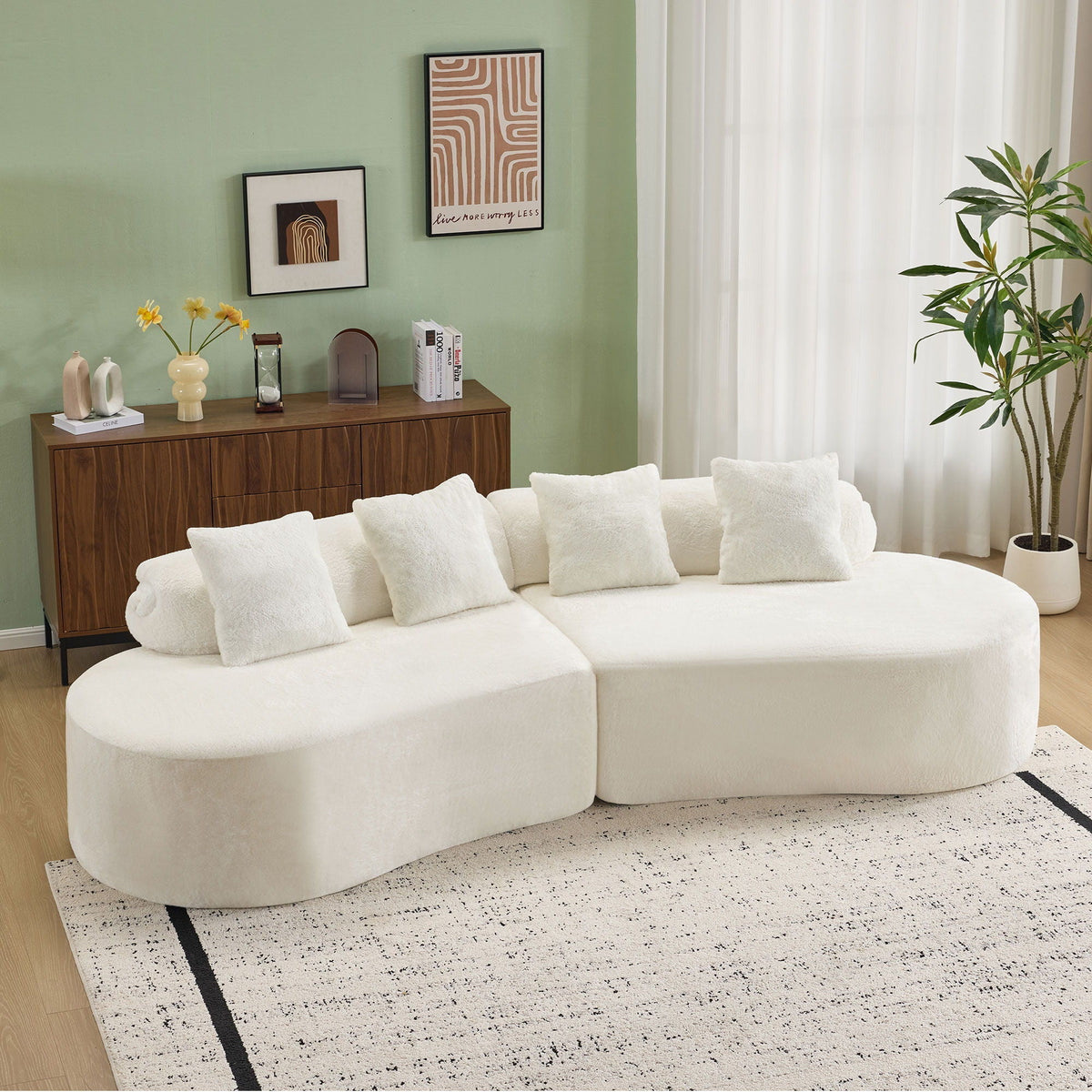 Modern Curved Sofa With Pillows