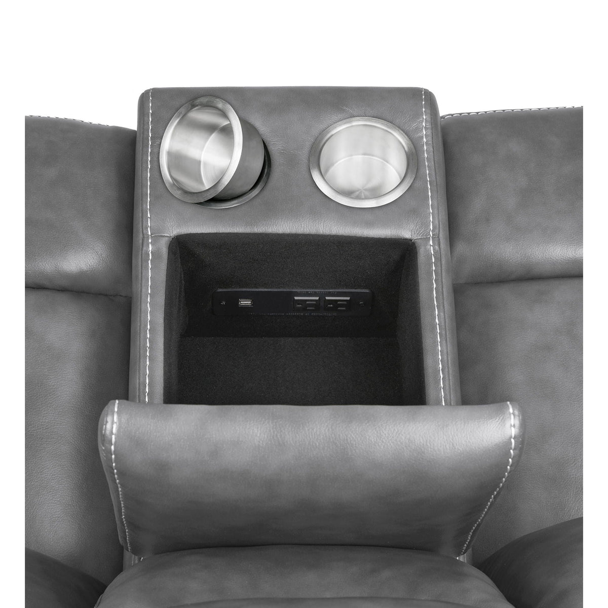 Carmen - Cool Motion Loveseat With Storage, With Reclining Function And Built In Storage - Gray