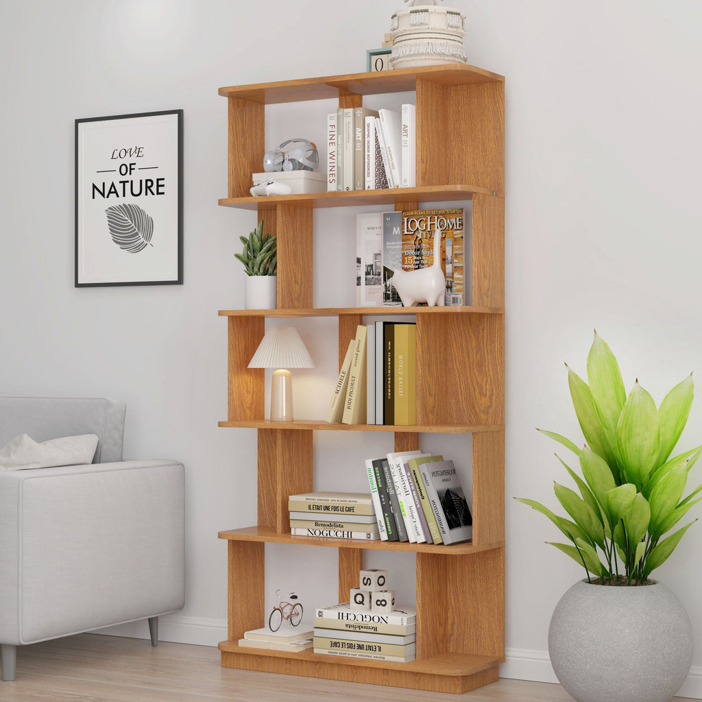 Modern 5 Tier Open Storage Bookcase