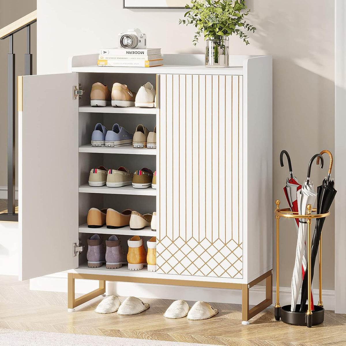 5 Tiers Shoe Storage Organizer With Doors