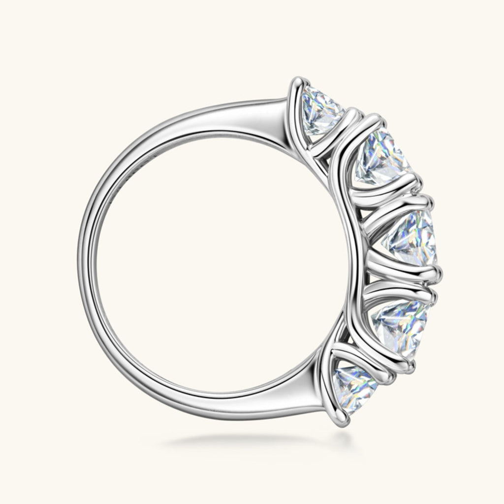 3.6 Carat 5 Stone Brilliant Round Cut Sparkala™ Pure Sterling Silver 5 Stone Ring