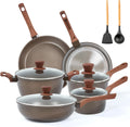 12Pcs Pots and Pans Set, Nonstick Cookware Sets, Non Stick Pots and Pan Set with Frying Pans, Saucepans, Steamer Silicone Shovel Spoon