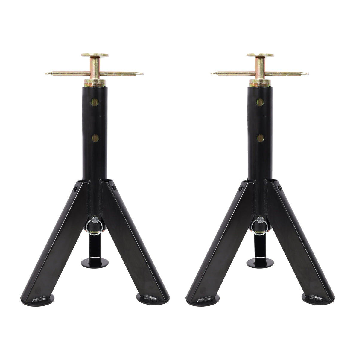 RV Adjustable Telescoping Stabilizer Jack Stand Supports 16" to 30" (Set of 2) - Black