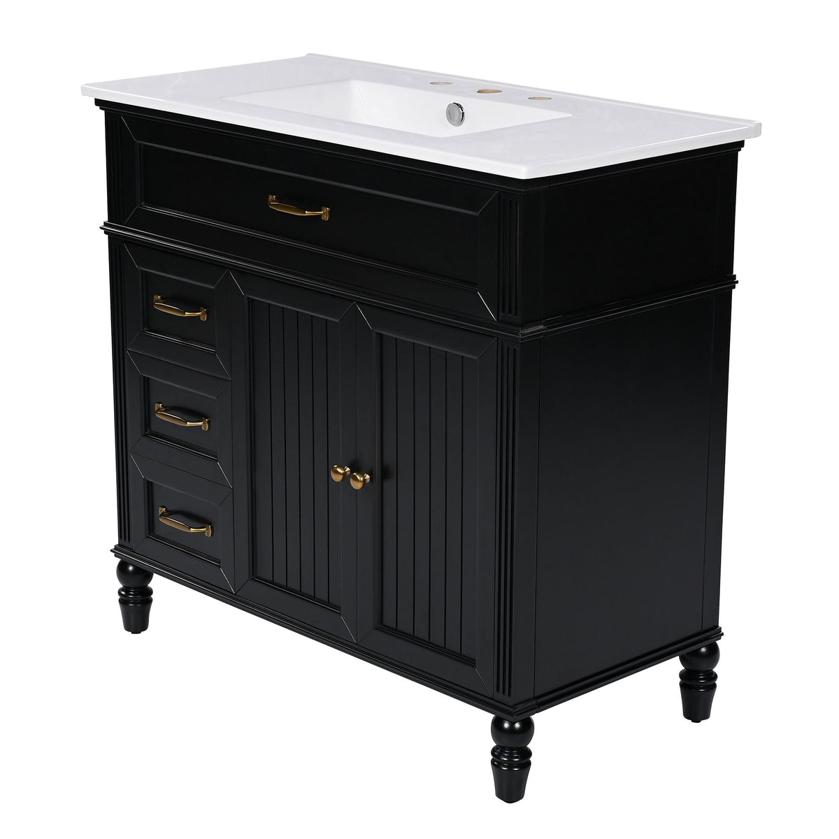 Bathroom Vanity With Sink, Freestanding Cabinet & Drawers