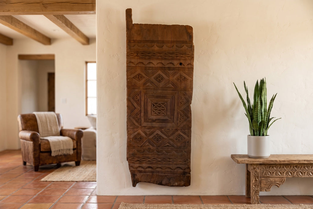 Beautifully Carved Nested Diamond Antique Door