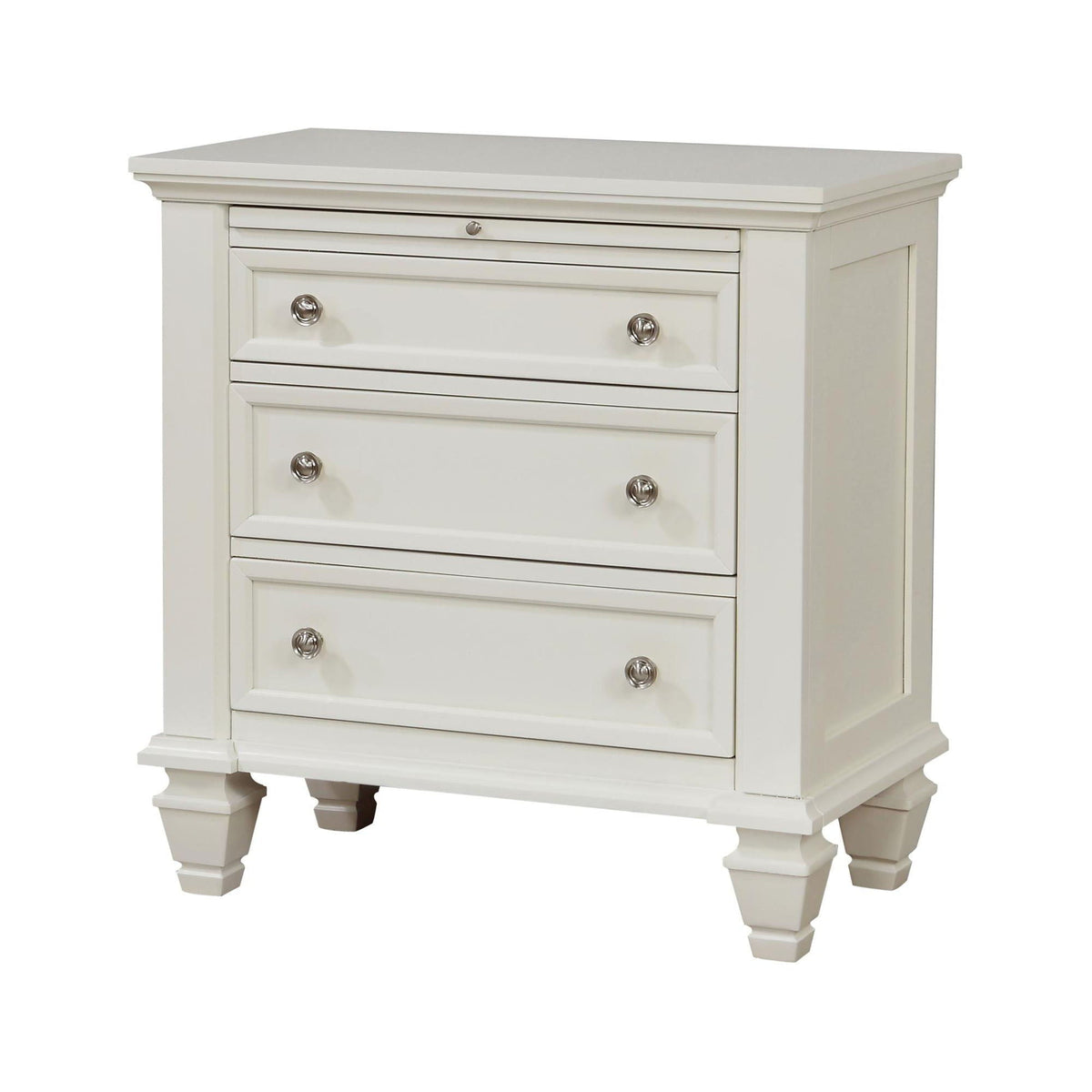 Cottage 3 Drawer Nightstand With Pull Out Tray - Cream White