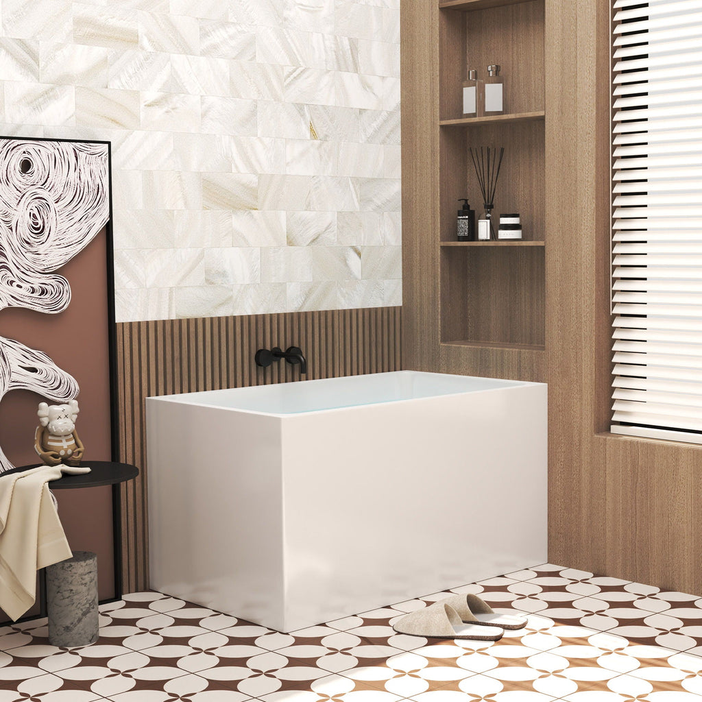 Gloss Freestanding Bathtub With Built In Seat