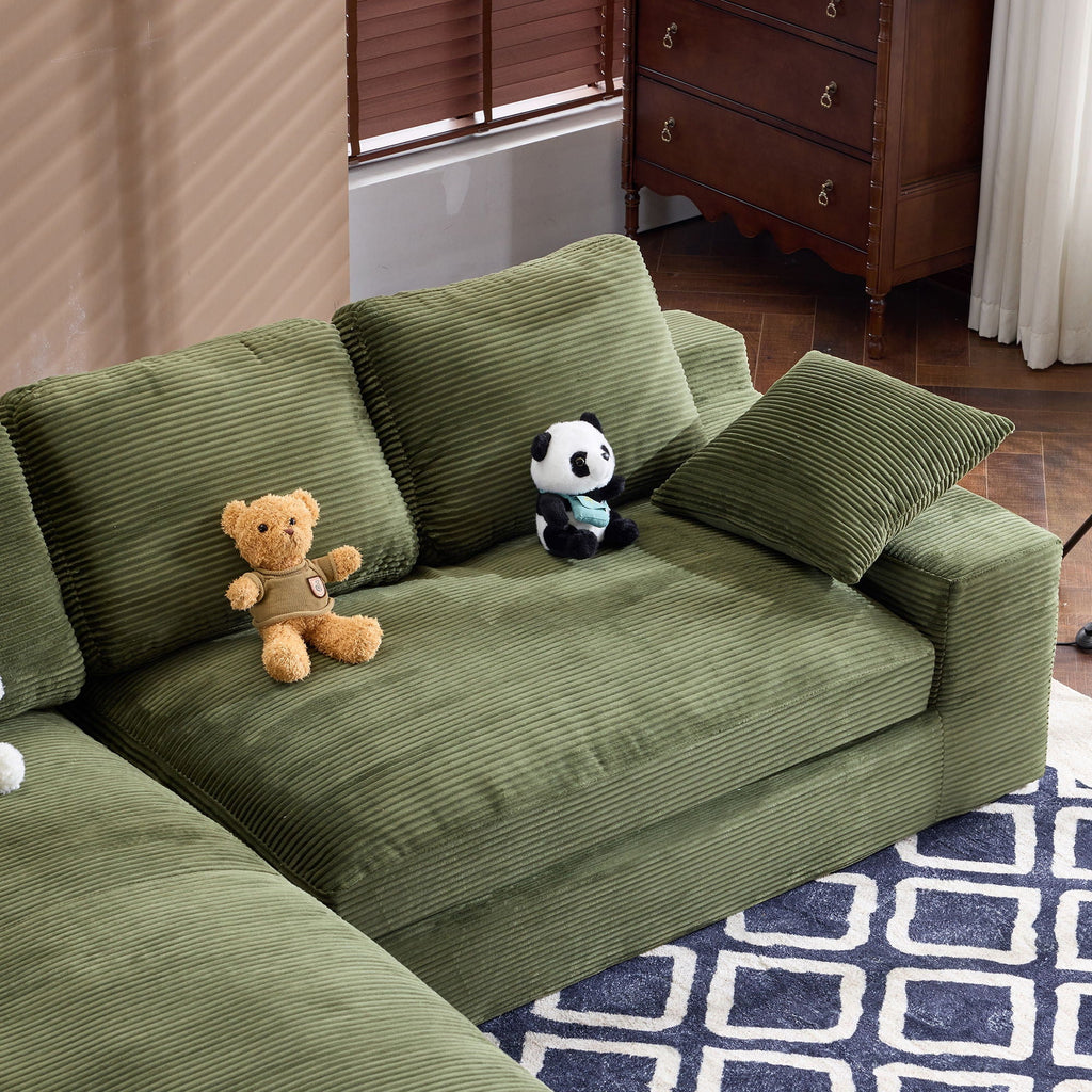 Compressed Sofa With 3 Back Cushions, 2 Throw Pillows