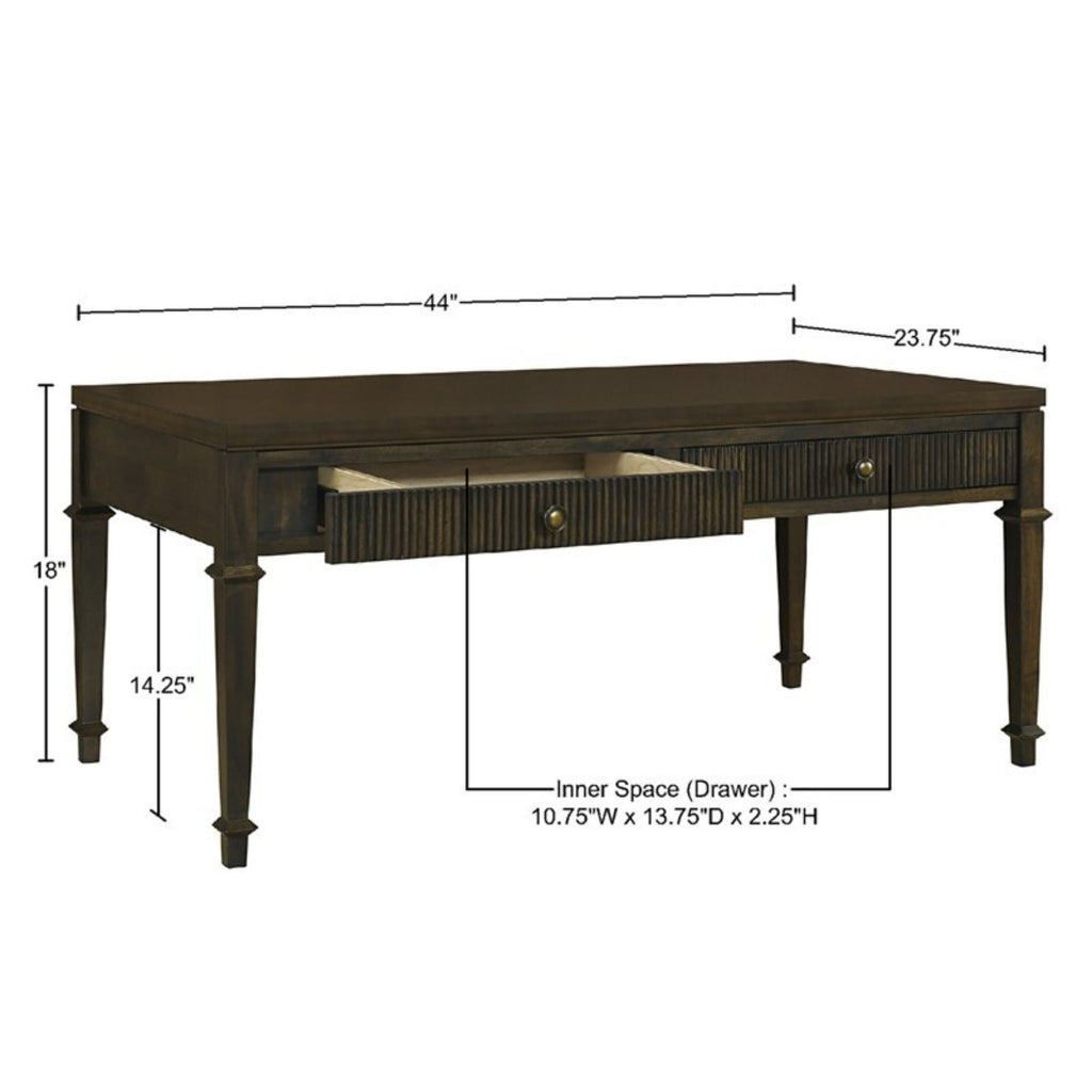 Fluted 2 Drawer Coffee Table - Brown