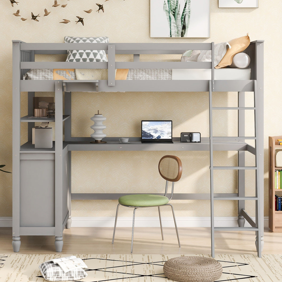 Loft Bed With Drawers With Desk And Shelves