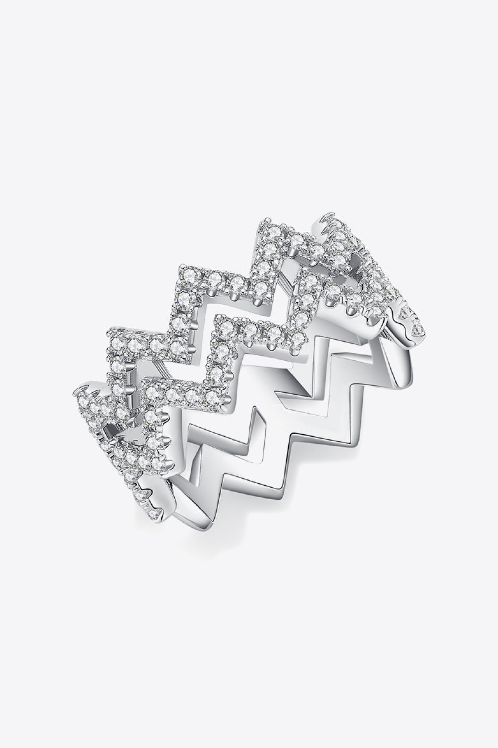 Adored Sparkala™ Zigzag Stacking Rings (Platinum Over Pure Sterling Silver)