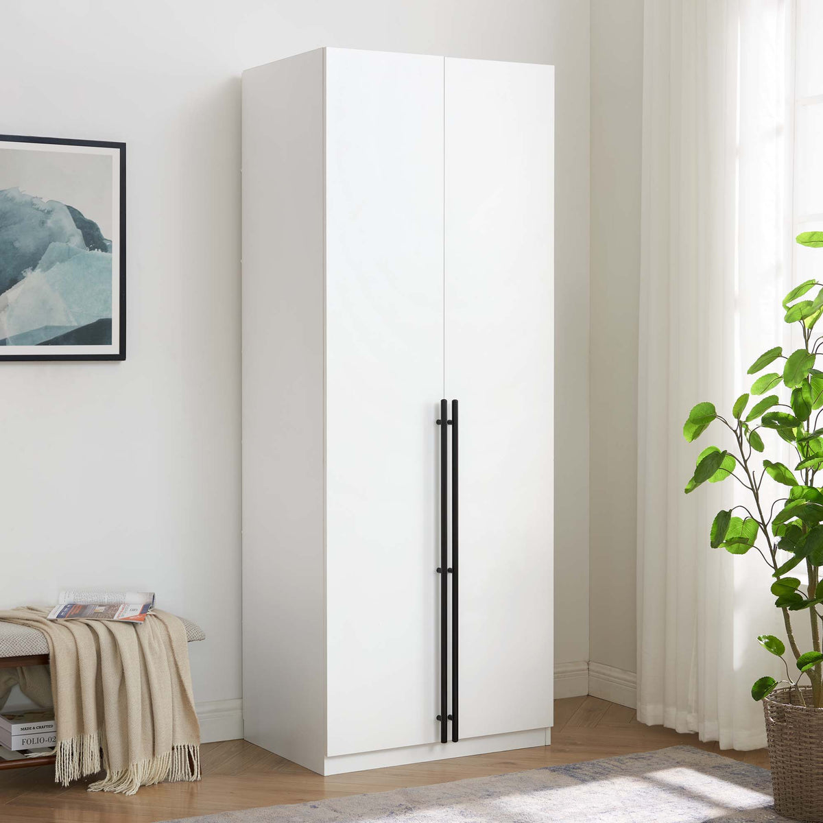 Lee - Free Standing Wardrobe Closet With Adjustable Shoe Shelves