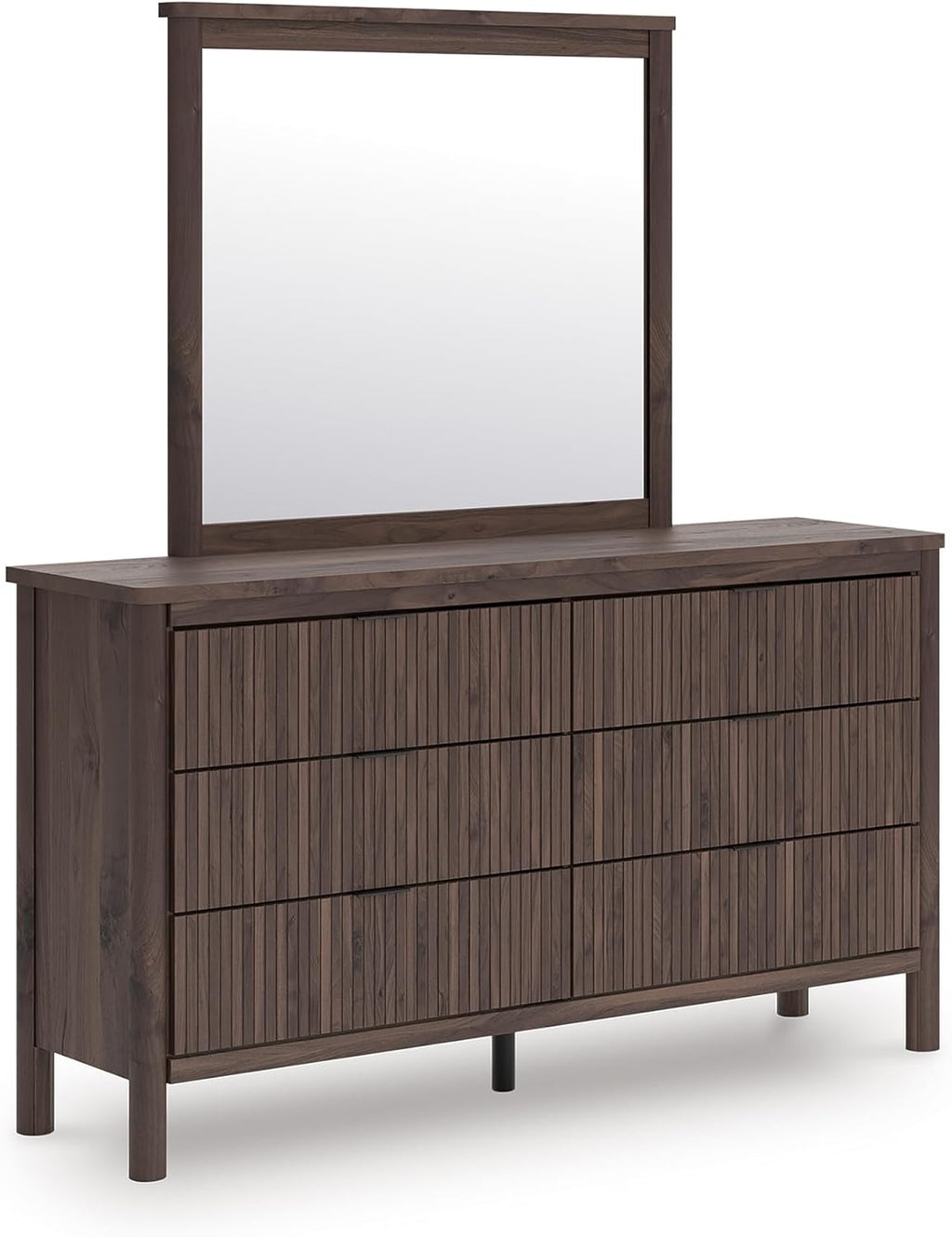 Signature Design by Ashley Cadmori Classic 6-Drawer Dresser and Mirror with Tipping Restraint Package, Dark Brown