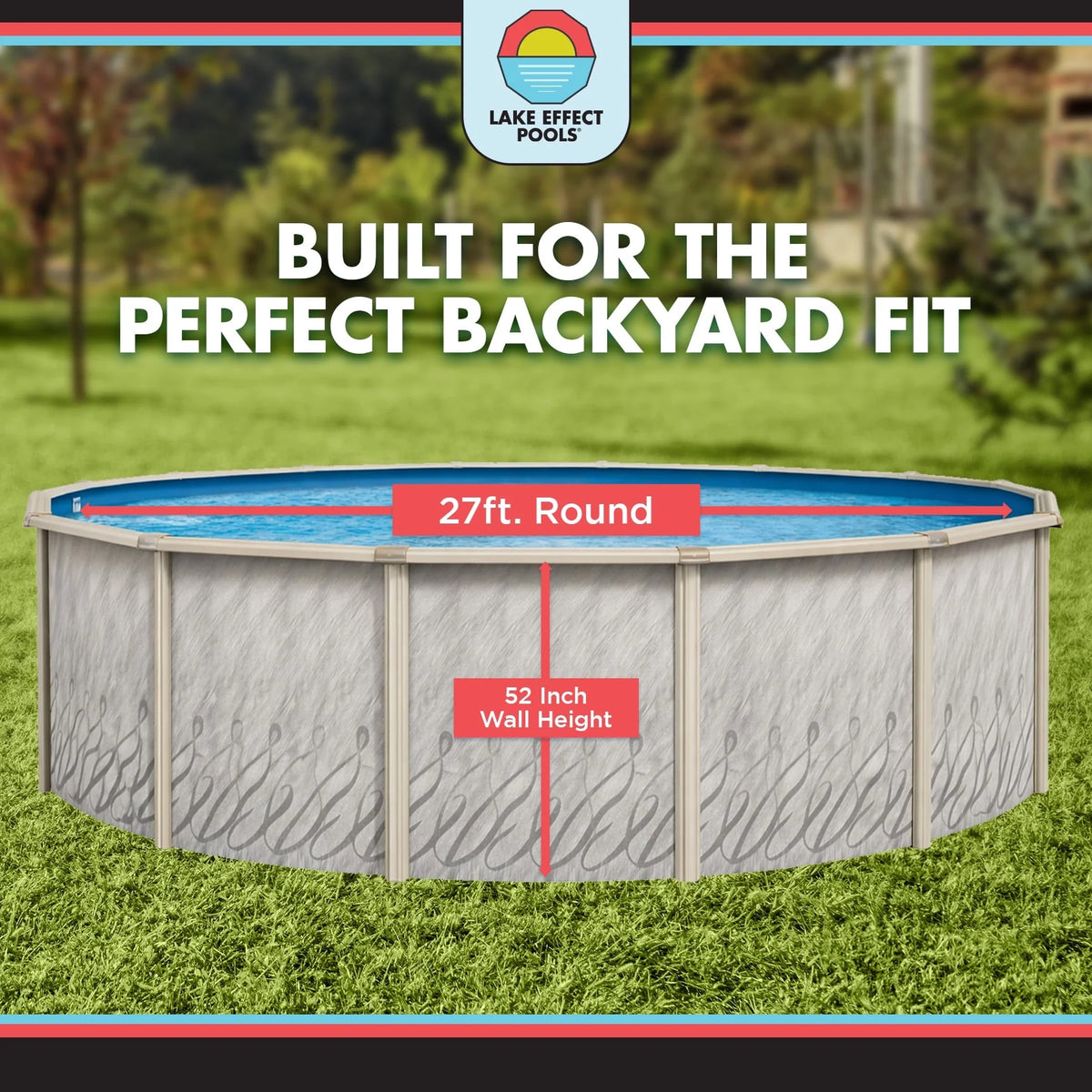Meadows 27' round 52" Wall Above-Ground Swimming Pool, Full Start-Up Kit