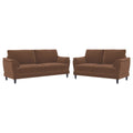 Dania - 2 Piece Upholstered Crescent Arm Sofa Set - Rust