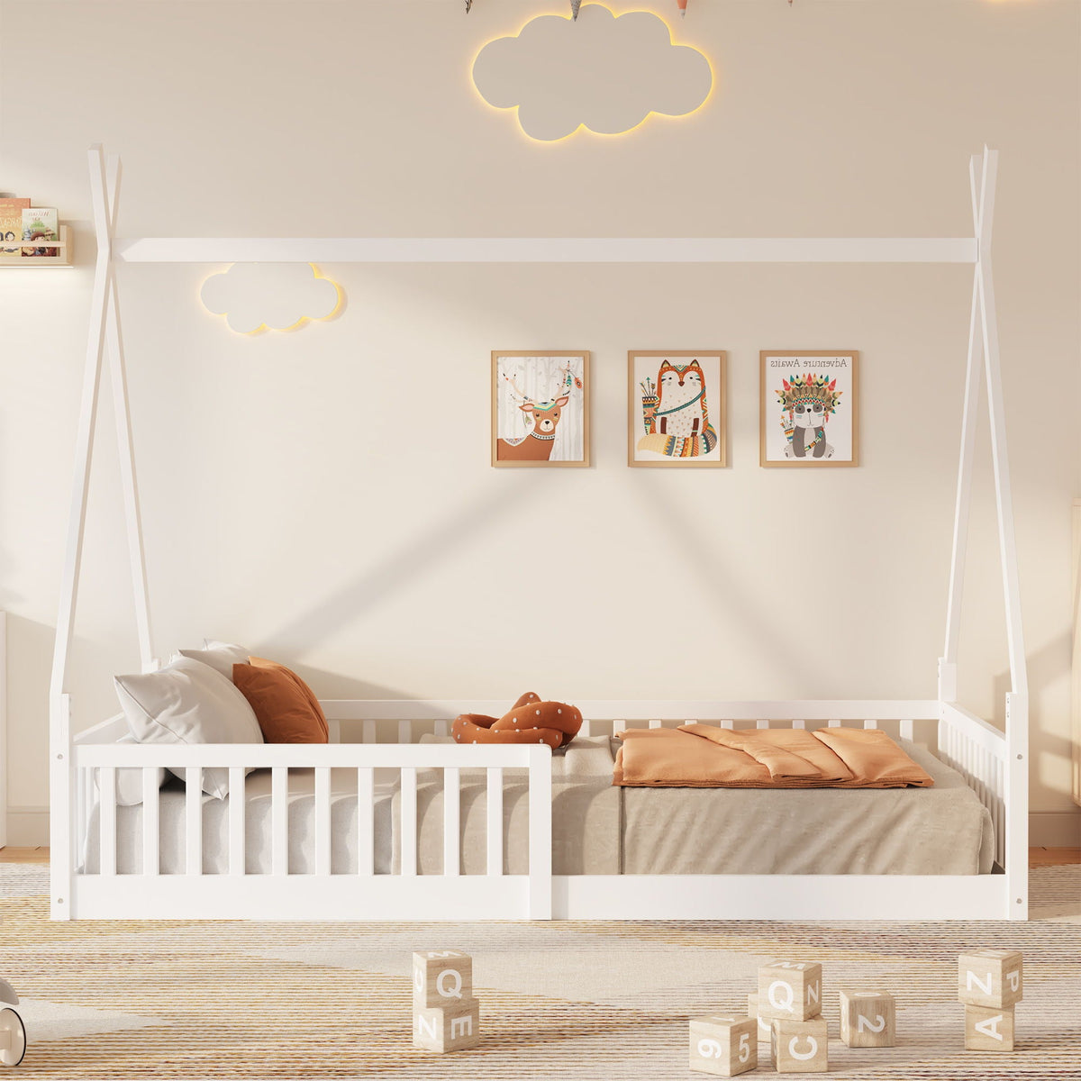 House Shaped Design Bed With Fence