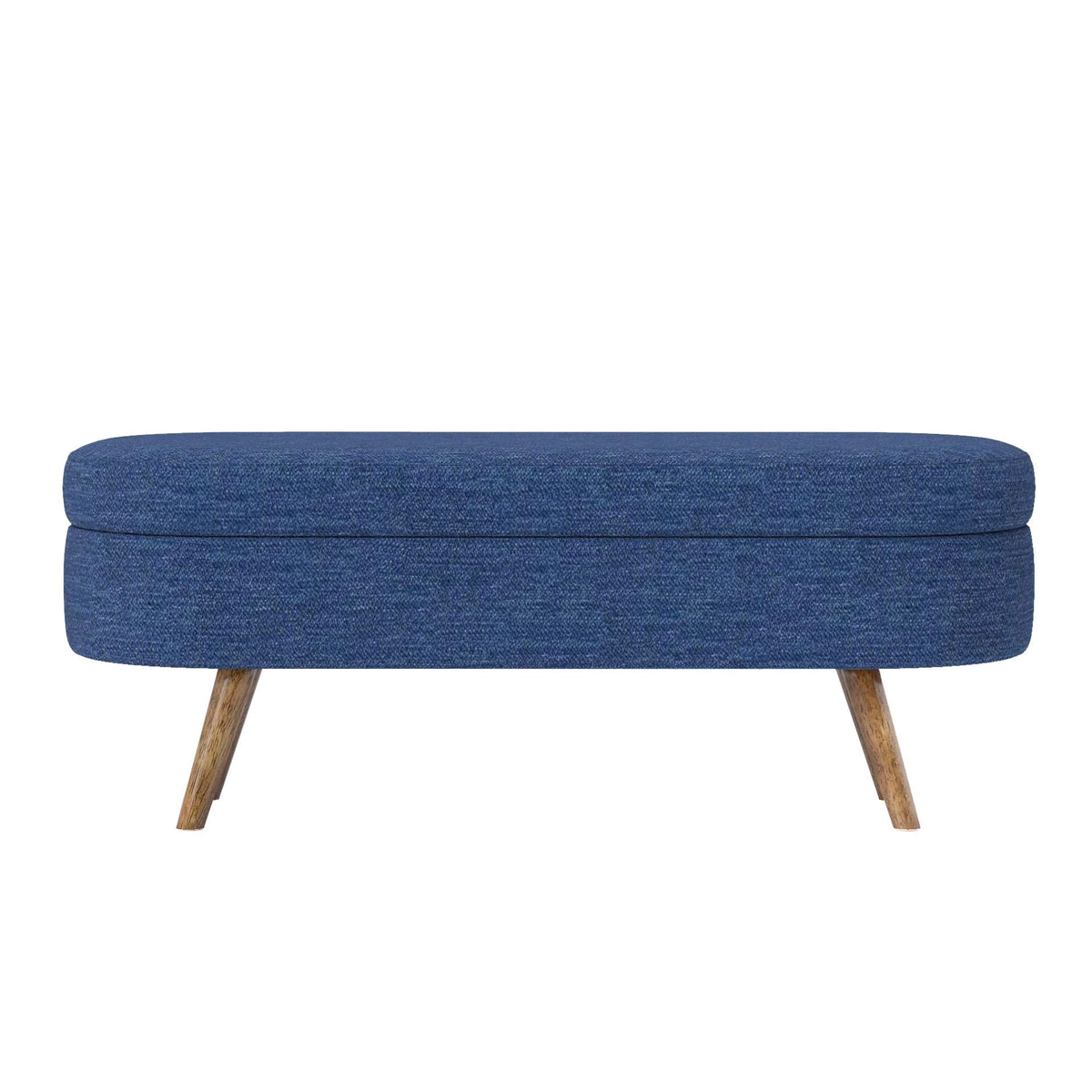 Ottoman Oval Storage Bench with Rubber Wood Legs