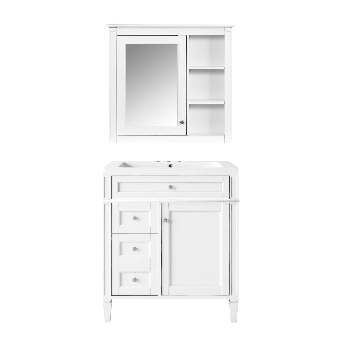 Bathroom Vanity With Medicine Cabinet, Royal Mirror Cabinet, Modern Bathroom Storage Cabinet With 2 Soft Closing Doors And 4 Drawers