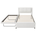 Upholstery Platform Bed With Trundle, Trundle Can Be Flat Or Erected