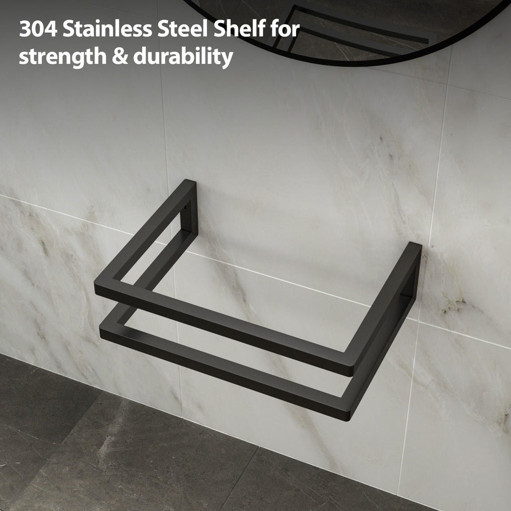 Wall Mounted Rectangular Bathroom Sink With Towel Bar And Faucet Hole - White