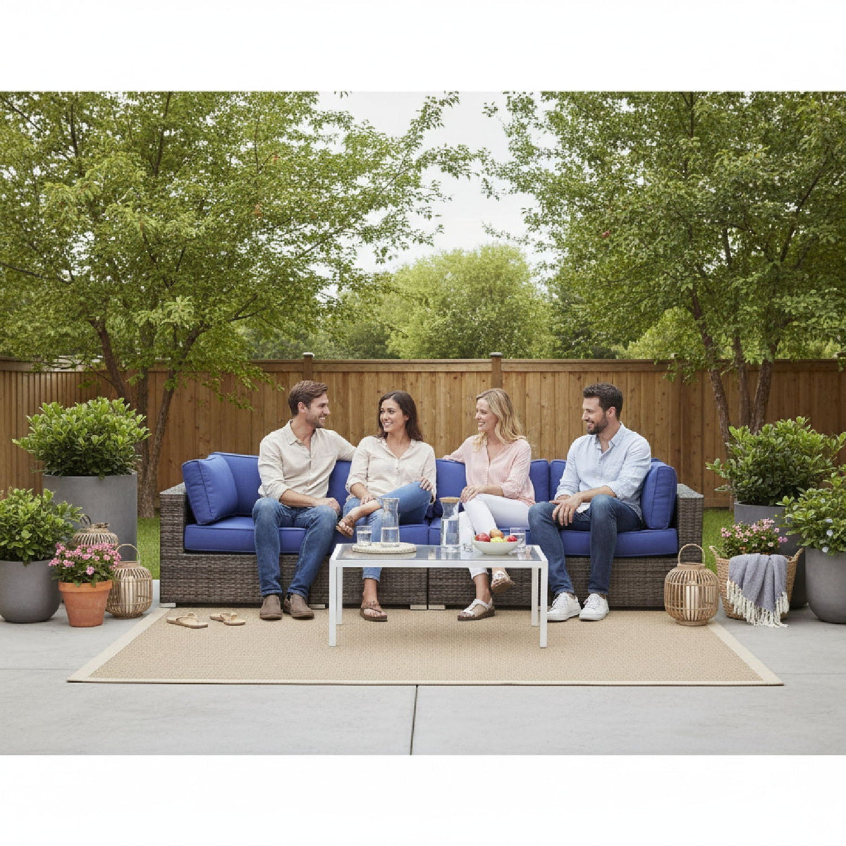 Luxurious Wicker Patio Sectional With Weather Resistant Sunbrella Cushions