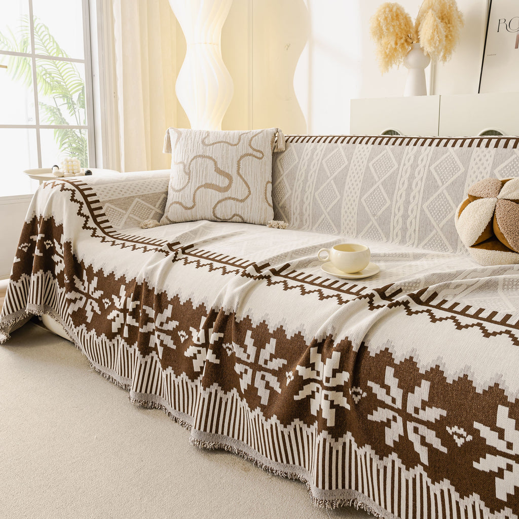 Thick Jacquard Couch Cover for Sectional Sofas, Cozy Washable Sofa Cover Throw Blanket