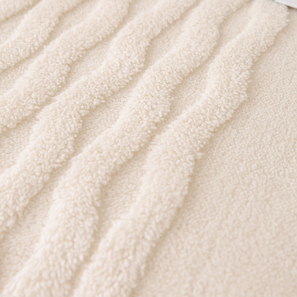 Modern 3D Water Ripple Sofa Cover, Non-Shedding Cream Style Furniture Protector Throw