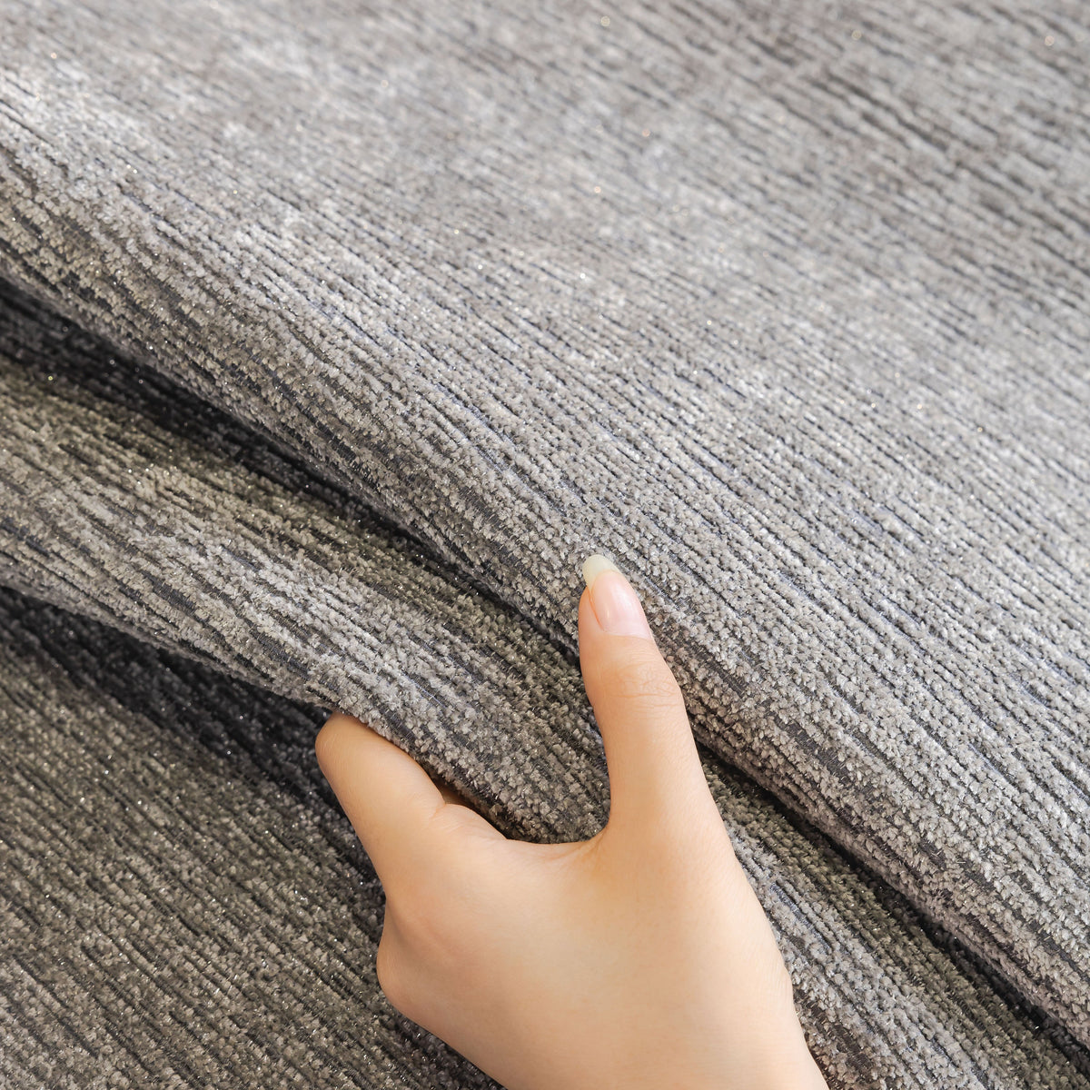 Chenille Couch Cover with Scalloped Edge, Non-Slip Modular Slipcover Sectional