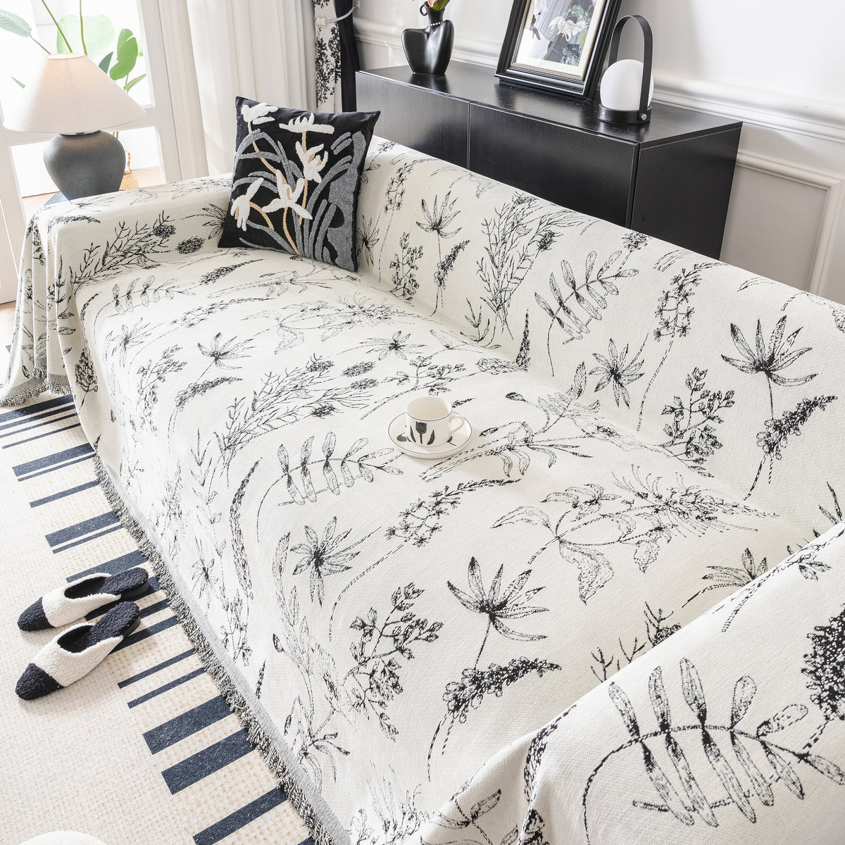 Chenille Giverny Couch Cover, Cozy Blankets for Sofa and Couch, Slip Covers for Couch Sectional