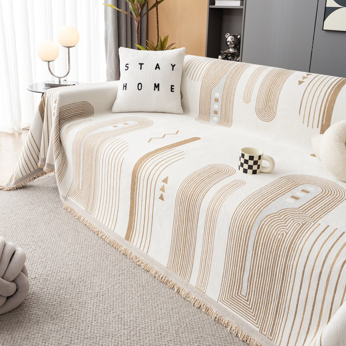Boho Couch Throw Covers with Tassel Thick Durable Sofa Cover Blanket Furniture Slipcover Sectional