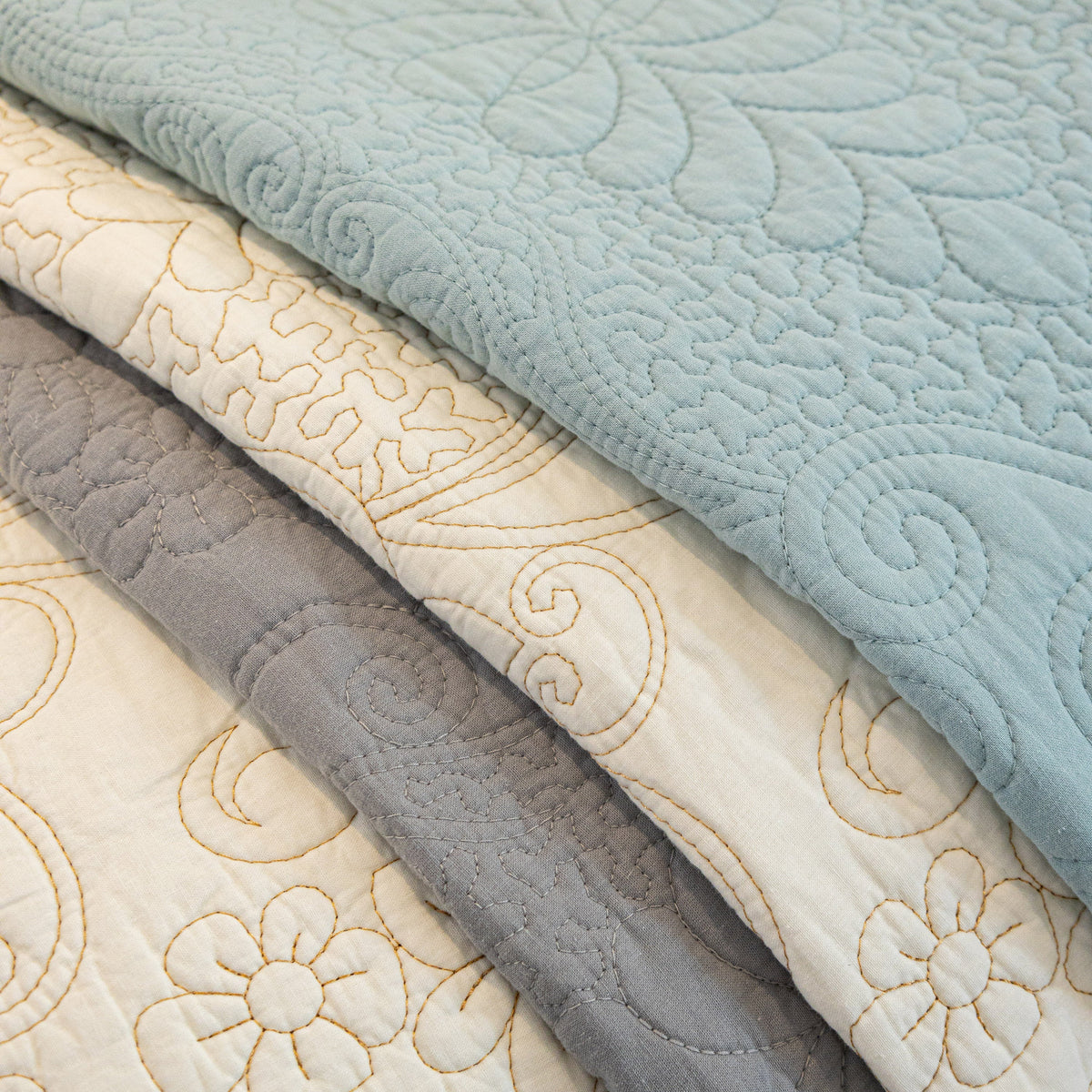 Baroque Floral Quilted Cotton Sofa Cover, Non-Slip Washable Couch Protector