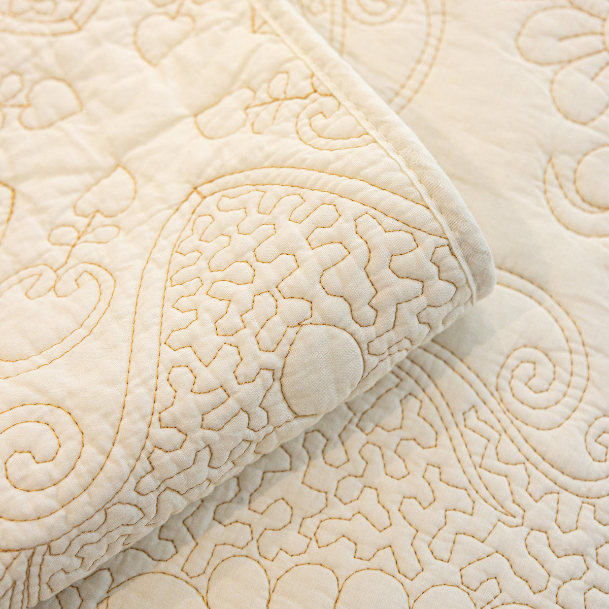 Baroque Floral Quilted Cotton Sofa Cover, Non-Slip Washable Couch Protector